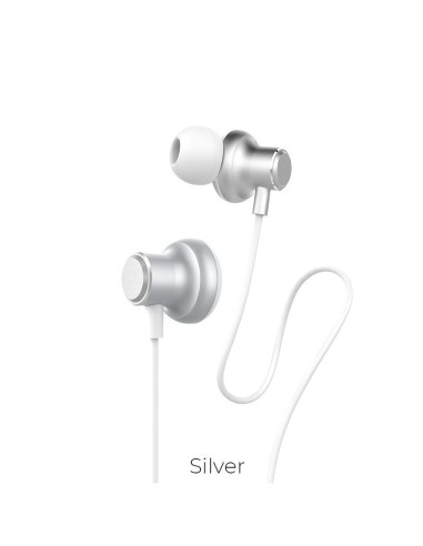 Hoco Magic Sound silver wired earphones with microphone