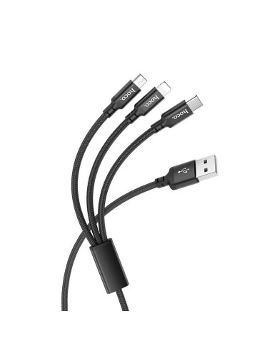 Hoco 3-in-1 Charge&Synch Cable Lightning+Micro+USB-C Black