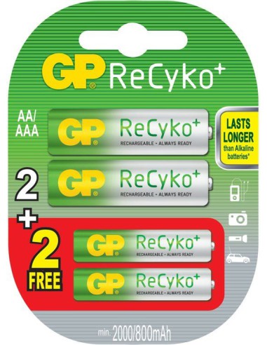 GP Recyko Oplaadbare Batterijen 2 AA + 2 AAA Promo