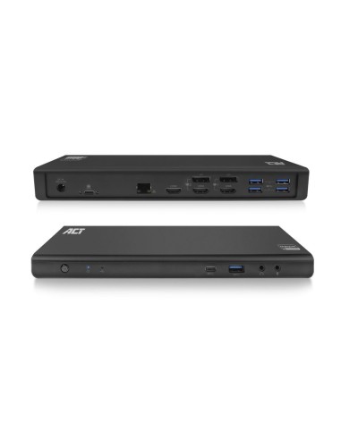 ACT USB-C Docking Station 4K, voor 2 of 3 HDMI DisplayPort monitoren, DisplayLink