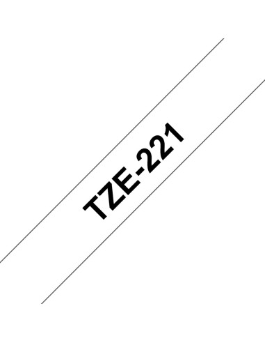 Brother P-Touch TZ221 - 9 mm zwart op witte tape gelamineerd (8 m)