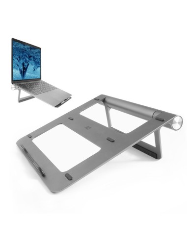 ACT Laptopstandaard aluminium, traploos in hoogte verstelbaar, afneembaar USB-C dockingstation