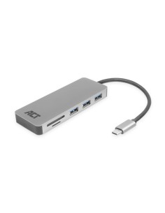 ACT AC7050 3-Poorts USB-C 3.2 Gen1 (USB 3.0) Hub met kaartlezer en PD Pass-Through poort