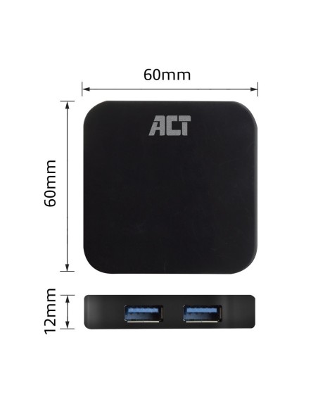ACT AC6410 interface hub USB 3.2 Gen 2 (3.1 Gen 2) Type-C 5000 Mbit s Zwart