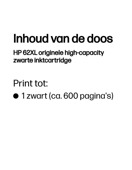 HP No. 62XL Zwart 19ml (Origineel)