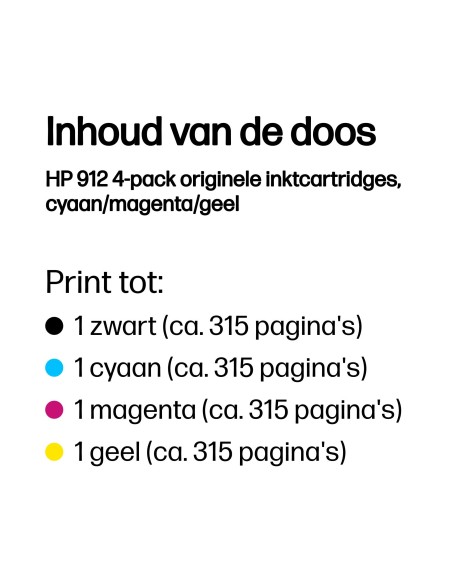 HP No.912 4-Pack C,M,Y,K 17ml (Origineel)